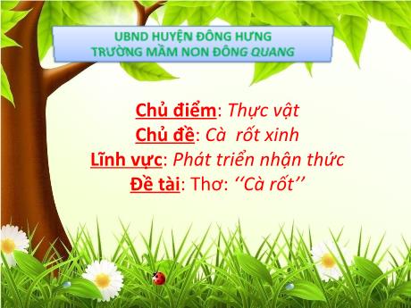 Bài giảng Chủ đề: Cà rốt xinh - Đề tài: Thơ: ‘‘Cà rốt’’