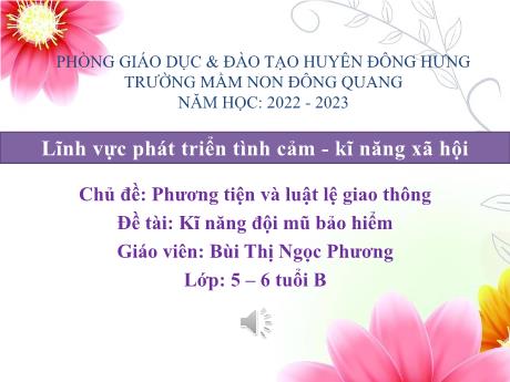 Bài giảng Chủ đề: Phương tiện và luật lệ giao thông - Đề tài: Kĩ năng đội mũ bảo hiểm