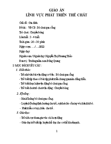 Giáo án Chủ đề: Gia đình - Đề tài VĐCB: Bò chui qua cổng