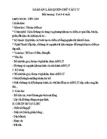 Giáo án Làm quen chữ cái u, ư