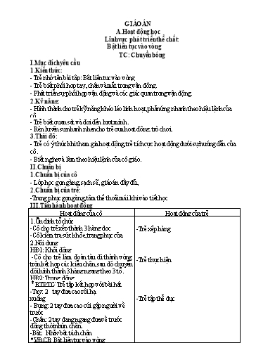 Giáo án Lĩnh vực Phát triển thể chất - Bật liên tục vào vòng