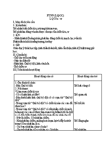Giáo án Phát triển nhận thức - Làm quen chữ cái u - ư
