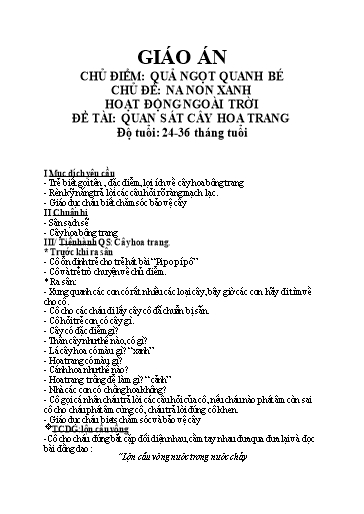 Giáo án Quan sát cây hoa trang - Chủ đề: Na non xanh
