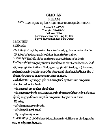 Giáo án steam - Đề tài: Làm dụng cụ âm nhạc phát ra được âm thanh