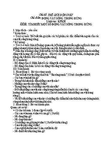 Giáo án Tìm hiểu một số động vật sống trong rừng