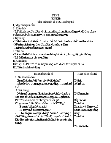 Giáo án Tìm hiểu một số phương tiện giao thông đường bộ