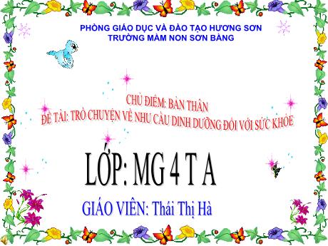Bài giảng Giáo án Lớp MG 4 tuổi A - Chủ đề: Bản thân - Đề tài: Trò chuyện về nhu cầu dinh dưỡng đối với sức khỏe - Năm học 2024-2025 (Thái Thị Hà)