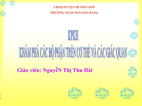 Bài giảng Giáo án Lớp MG 4 tuổi B - KPKH: Khám phá các bộ phận trên cơ thể và các giác quan - Năm học 2024-2025 (Nguyễn Thị Thu Hài)