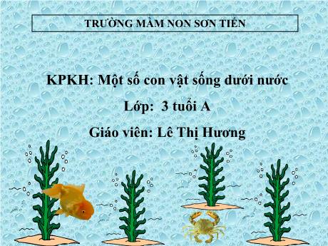 Bài giảng Mẫu giáo Lớp 3 tuổi - KPKH: Một số con vật sống dưới nước (Lê Thị Hương)