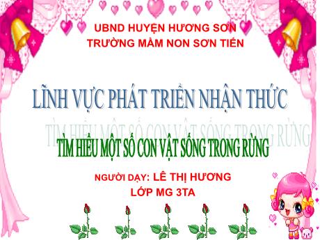 Bài giảng Mẫu giáo Lớp 3 tuổi - PTNT: Tìm hiểu một số con vật sống trong rừng (Lê Thị Hương)