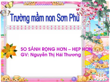 Bài giảng Mẫu giáo Lớp 4 tuổi - Đề tài: So sánh rộng hơn - Hẹp hơn (Nguyễn Thị Hải Thương)