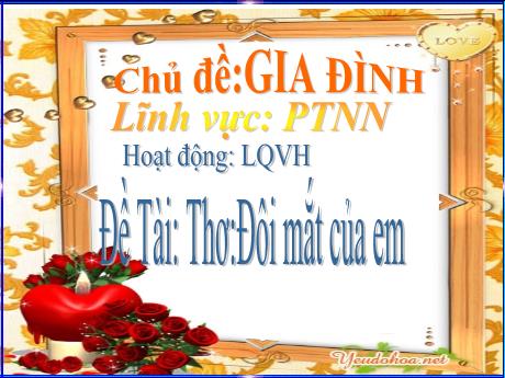 Bài giảng Mẫu giáo Lớp 4 tuổi - PTNN, Chủ đề: Gia đình - LQVH, Đề tài: Thơ Đôi mắt của em