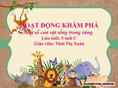 Bài giảng Mẫu giáo Lớp 5 tuổi - Hoạt động Khám phá: Một số con vật sống trong rừng (Thái Thị Xuân)