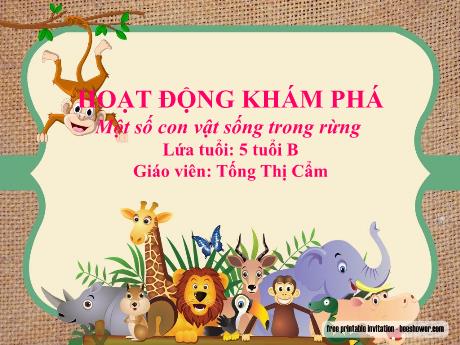 Bài giảng Mẫu giáo Lớp 5 tuổi - Hoạt động Khám phá: Một số con vật sống trong rừng (Tống Thị Cẩm)