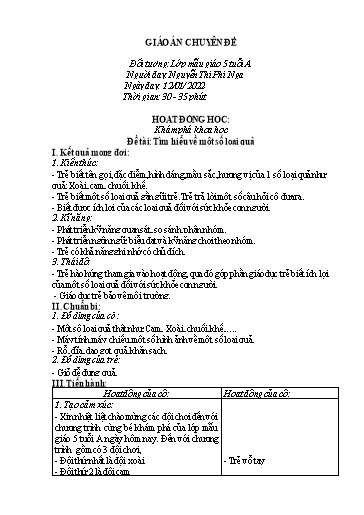 Giáo án Chuyên đề Lớp Mẫu giáo 5 tuổi A (Nguyễn Thị Phi Nga)