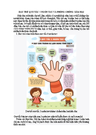 Giáo án Mẫu giáo Lớp 5 tuổi - Dạy trẻ quy tắc 5 ngón tay và phòng chống xâm hại