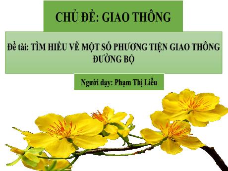 Bài giảng Giáo án Lớp MG 3 tuổi - Chủ đề: Giao thông - Đề tài: Tìm hiểu về một số PTGT đường bộ
