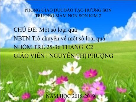 Bài giảng Giáo án Mầm non Khối Nhà trẻ 24-36 tháng - Nhận biết tập nói, Chủ đề: Một số loại quả - Trò chuyện về một số loại quả