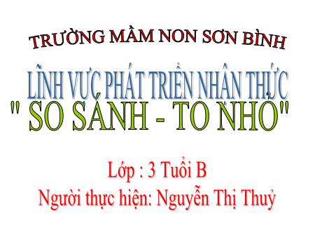 Bài giảng Giáo án MG Khối 3 tuổi - PTNT: So sánh to nhỏ