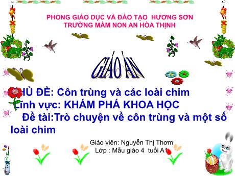 Bài giảng Mẫu giáo 4 tuổi A1 - KPKH, Chủ đề: Côn trung và các loài chim - Đề tài: Trò chuyện về côn trùng và một số loài chim