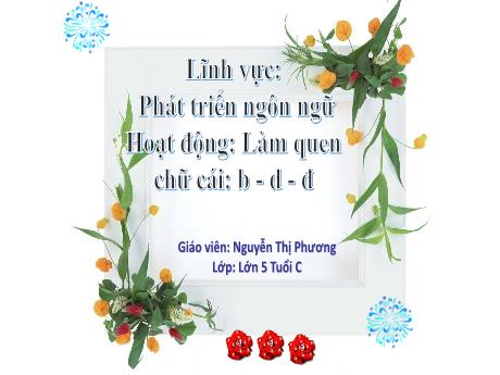 Bài giảng Mẫu giáo 5 tuổi C - Lĩnh vực PTNN, Đề tài: Làm quen với chữ cái b, d, đ