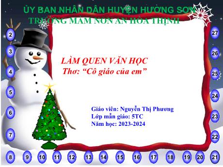 Bài giảng Mẫu giáo 5 tuổi C - LQVH: Thơ Cô giáo của em