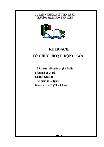 Bài giảng Lớp Mầm - Chủ đề: Gia đình - Năm học 2022-2023 - Lã Thị Thanh Tâm