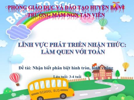 Bài giảng Lớp Mầm - Phát triển nhận thức - Làm quen với toán - Đề tài: Nhận biết phân biệt hình tròn, hình vuông