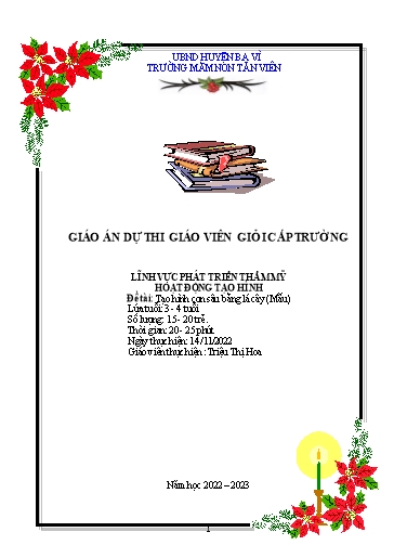 Bài giảng Lớp Mầm - Phát triển thẩm mỹ - Đề tài: Tạo hình con sâu bằng lá cây - Năm học 2022-2023 - Triệu Thị Hoa