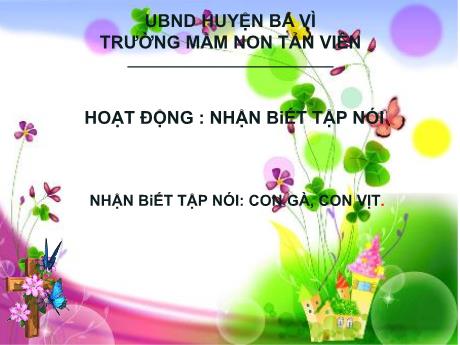 Bài giảng Lớp Nhà trẻ - Hoạt động: Nhận biết tập nói - Hoạt động: Nhận biết con gà trống - Con vịt - Trường Mầm non Tản Viên