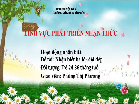 Bài giảng Lớp Nhà trẻ - Phát triển nhận thức - Đề tài: Nhận biết ba lô - đôi dép - Phùng Thị Phương