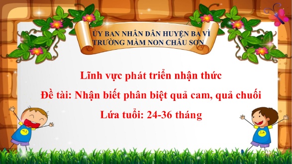 Bài giảng Lớp Nhà trẻ - Phát triển nhận thức - Đề tài: Nhận biết phân biệt quả cam, quả chuối - Trường Mầm non Châu Sơn