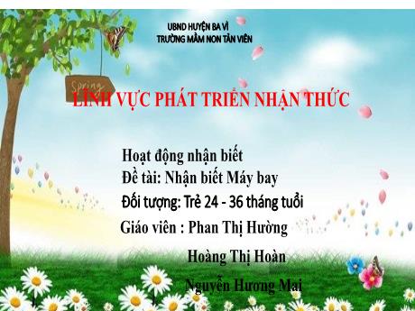 Bài giảng Lớp Nhà trẻ - Phát triển nhận thức - Đề tài: Nhận biết Máy bay - Năm học 2024-2025 - Phan Thị Hường - Hoàng Thị Hoàn - Nguyễn Hương Mai