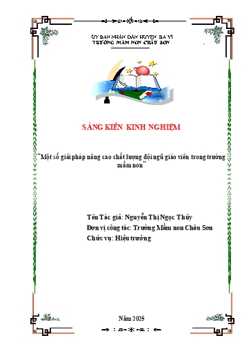 Đơn yêu cầu công nhận sáng kiến Một số giải pháp nâng cao chất lượng đội ngũ giáo viên trong trường Mầm Non