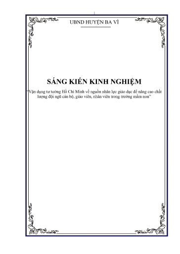 Đơn yêu cầu công nhận sáng kiến Vận dụng tư tưởng Hồ Chí Minh về nguồn nhân lực giáo dục để nâng cao chất lượng đội ngũ cán bộ, giáo viên, nhân viên trong trường mầm non