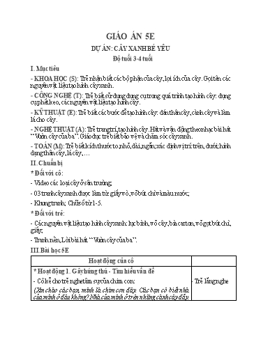 Giáo án 5E Lớp Mầm - Dự án: Cây xanh bé yêu