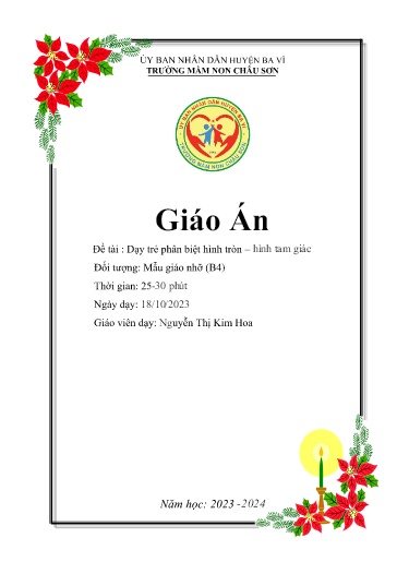 Giáo án Lớp Chồi - Dạy trẻ phân biệt hình tròn - Hình tam giác - Nguyễn Thị Kim Hoa