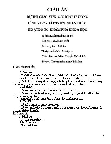 Giáo án Lớp Chồi - Đề tài: Không khí quanh bé - Nguyễn Thùy Linh