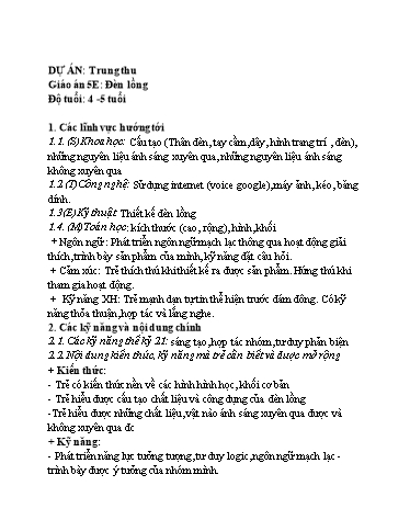 Giáo án Lớp Chồi - Dự án: Trung thu - Đèn lồng
