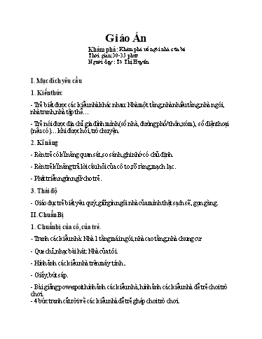 Giáo án Lớp Chồi - Khám phá về ngôi nhà của bé - Tô Thị Huyền