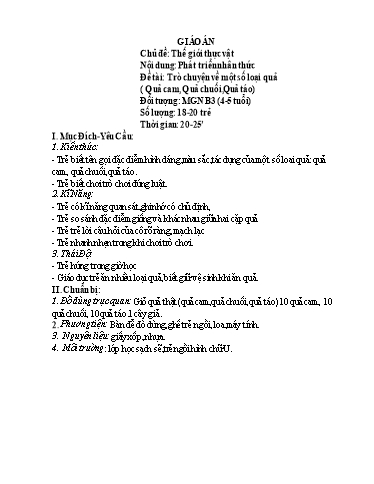 Giáo án Lớp Chồi - Phát triển nhận thức - Chủ đề: Thế giới thực vật