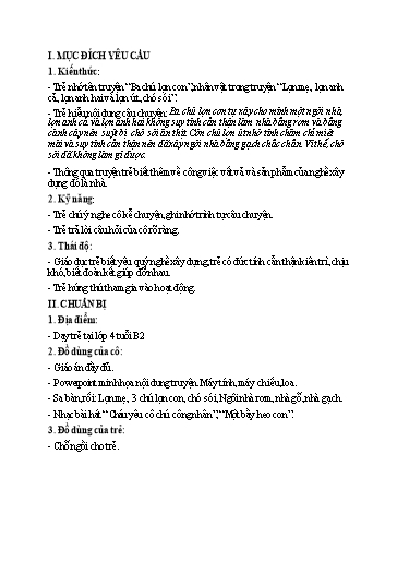 Giáo án Lớp Chồi - Truyện “Ba chú lợn con”