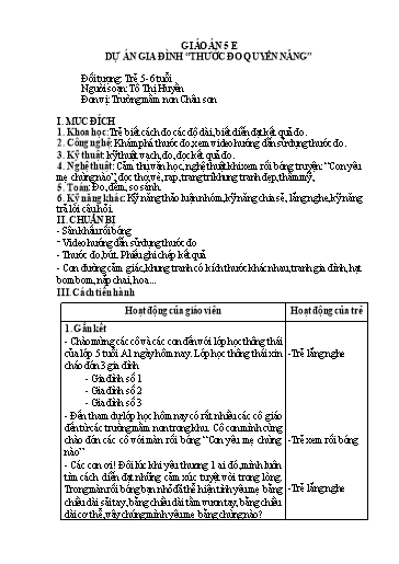 Giáo án Lớp Lá - Dự án gia đình: Thước đo quyền năng - Tô Thị Huyền