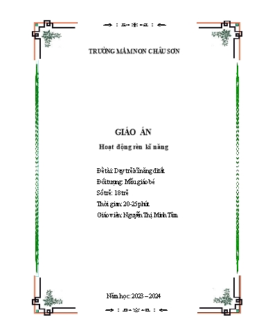 Giáo án Lớp Mầm - Dạy trẻ kĩ năng đi tất - Nguyễn Thị Minh Tâm