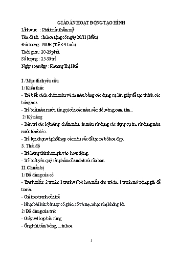 Giáo án Lớp Mầm - Phát triển thẩm mỹ - In hoa tặng cô ngày 20/11 - Phương Thị Huế
