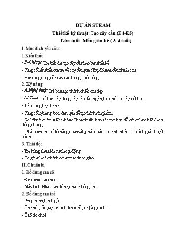 Giáo án Lớp Mầm - Thiết kế kỹ thuật: Tạo cây cầu