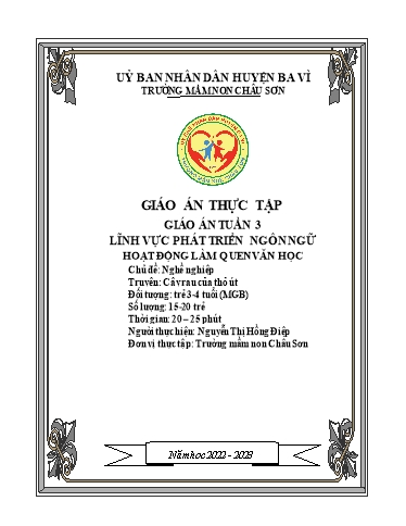 Giáo án Lớp Mầm - Tuần 3 - Năm học 2022-2023 - Nguyễn Thị Hồng Điệp