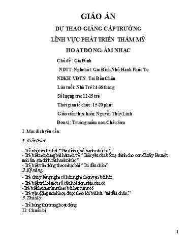 Giáo án Lớp Nhà trẻ - Chủ đề: Gia đình - Nguyễn Thùy Linh