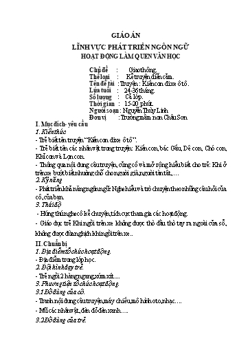 Giáo án Lớp Nhà trẻ - Phát triển ngôn ngữ - Hoạt động: Giao thông - Nguyễn Thùy Linh