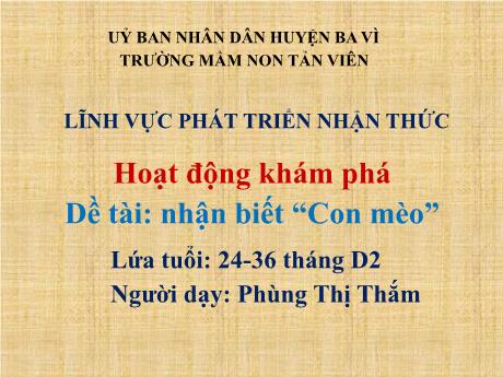 Giáo án Lớp Nhà trẻ - Phát triển nhận thức - Đề tài: Nhận biết Con mèo - Phùng Thị Thắm